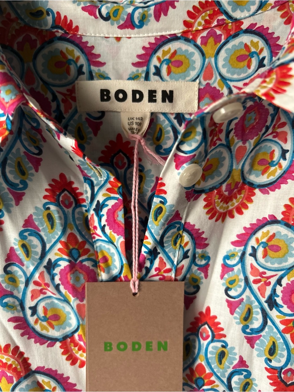 BODEN Flo Cotton Midi Shirt Dress Paisley Floral Belted NWT 10 Regular - Picture 7 of 10